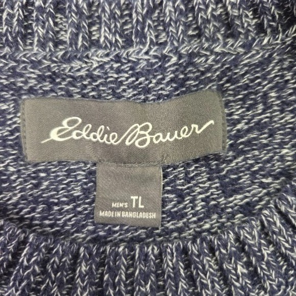 Eddie Bauer Sweater Mens Large Tall (TL) Crewneck Knit Pullover Marled Knit Blue - Picture 4 of 13